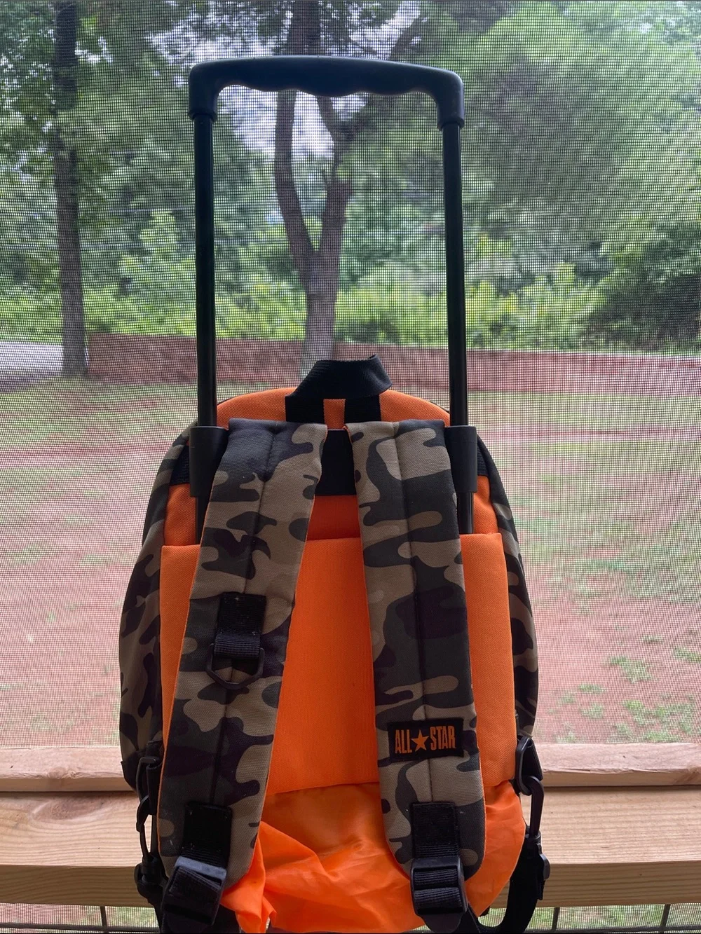 Toddler Converse Camouflage Rolling Backpack with Orange Accents